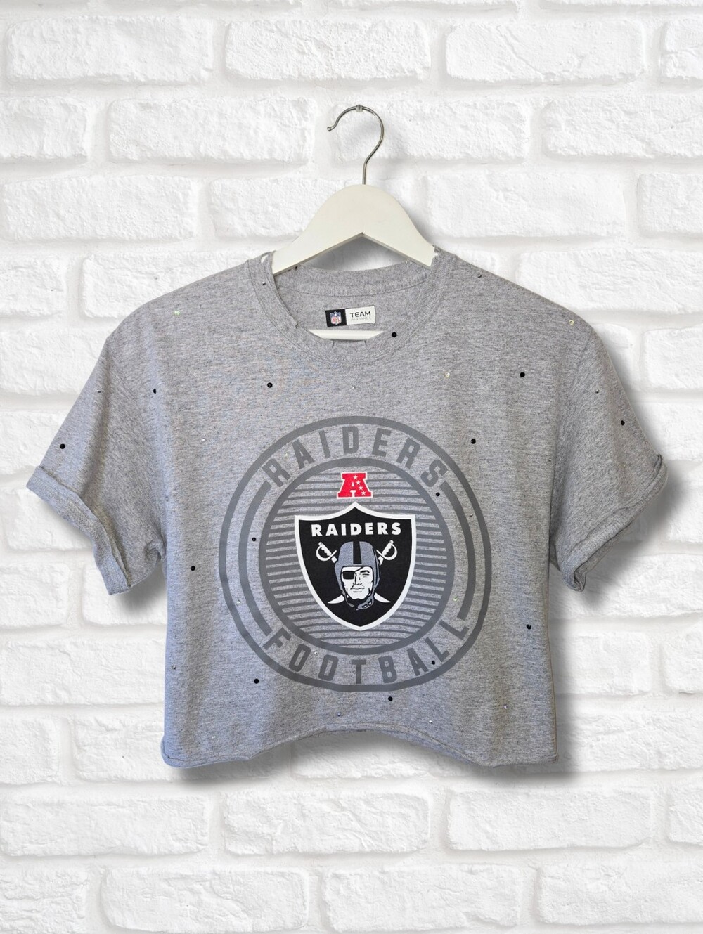 Las Vegas Raiders Crop Top W/Rhinestones